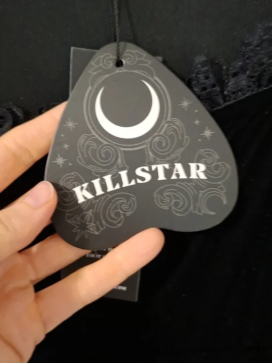 NWT Killstar "Imperia" Long-sleeve Black Velvet Babydoll Mini Dress (Size S) - Picture 12 of 13